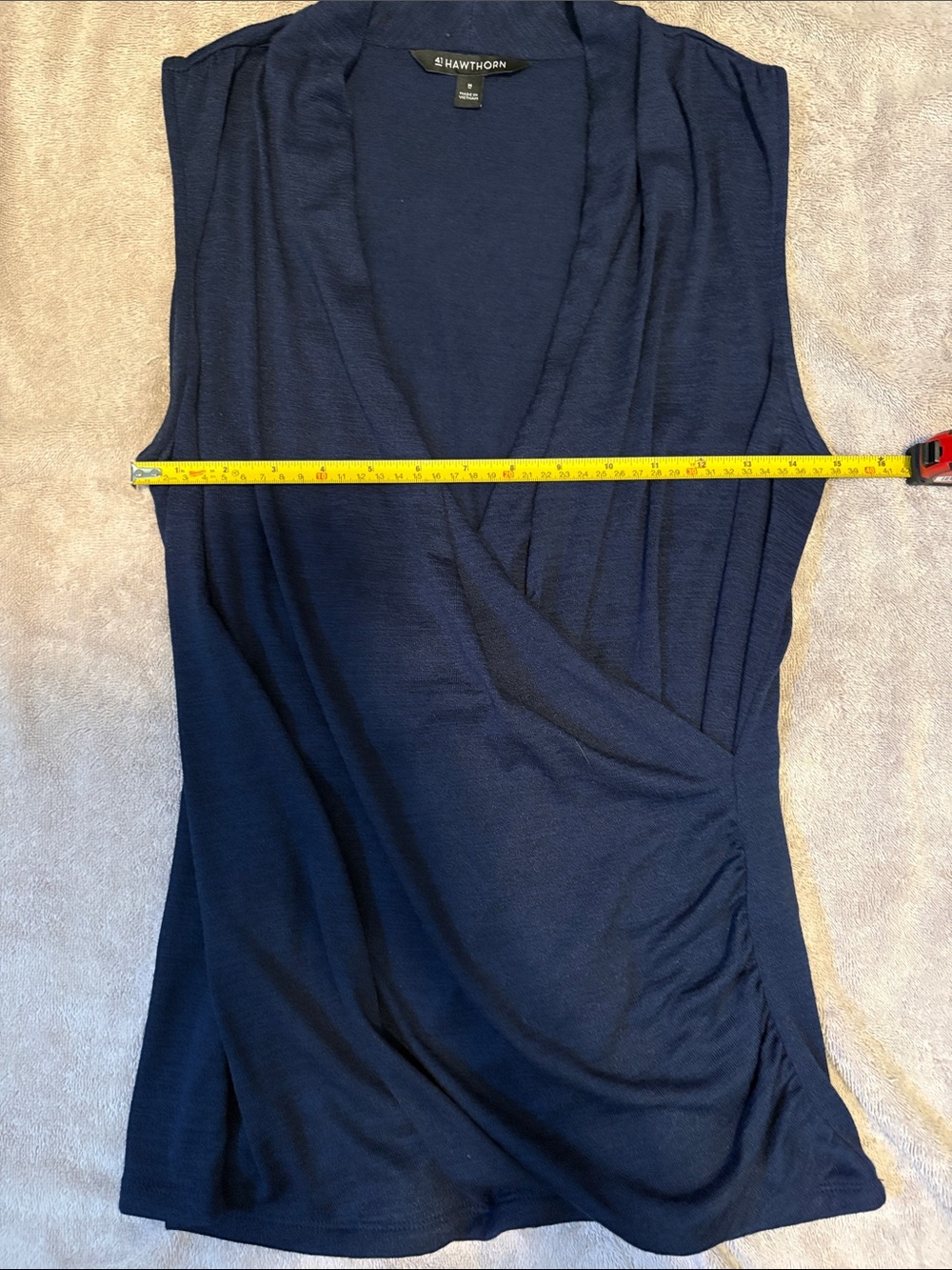 41 Hawthorn Benni Wrap Front Ruched Knit Top - Navy - Size M - Picture 5 of 5